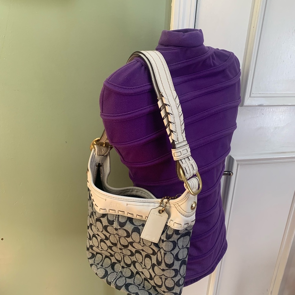 Coach - blue/white denim/ leather combo excellent condition.